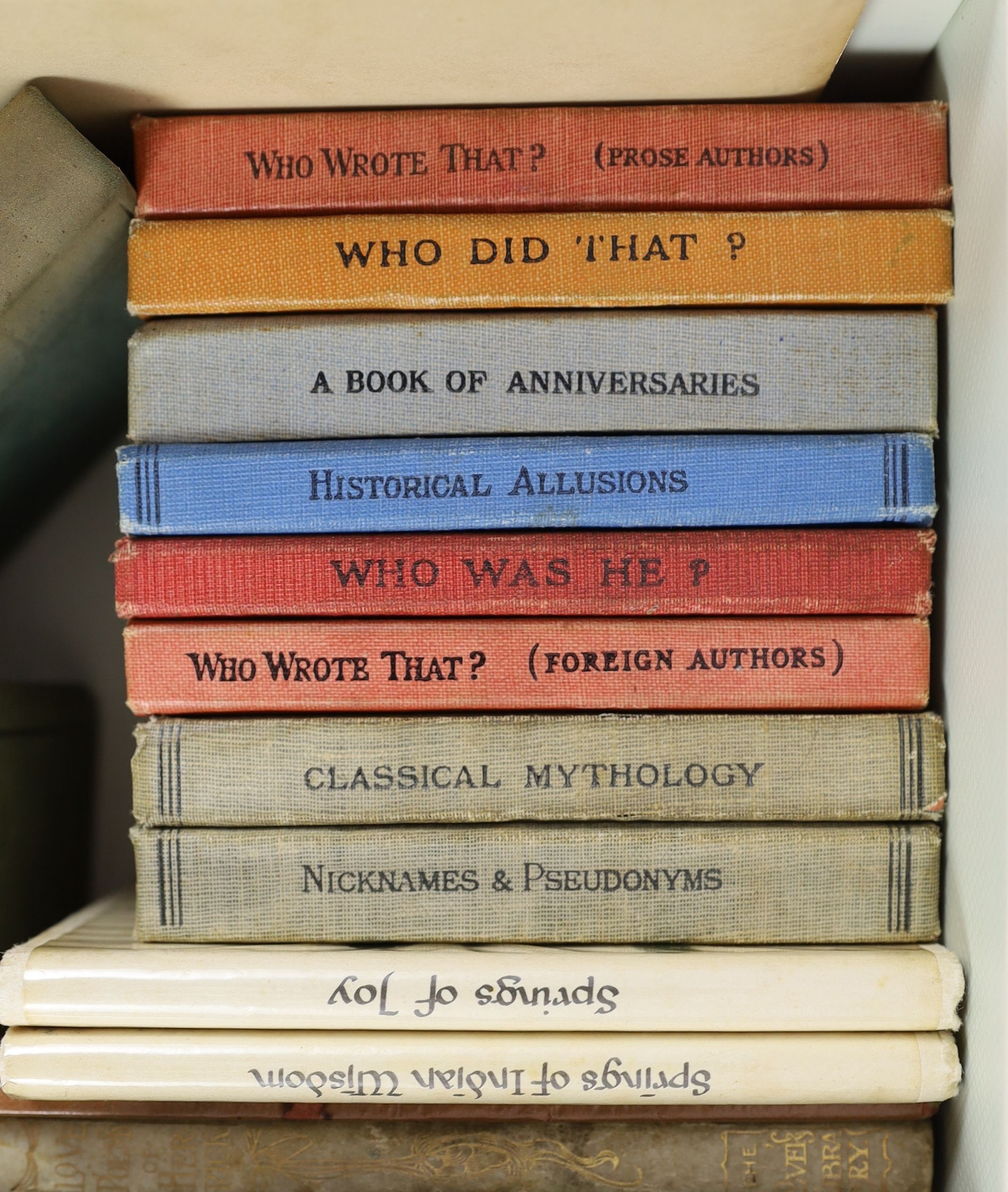 Various - Routledge’s miniature reference library 8 vols - George Routledge, London., Fitzgerald, Edward - The Rubaiyat Calendar - Ernst Nister, London, 1912., Herrick, Robert - Love Poems of Herrick - John Lane, London,